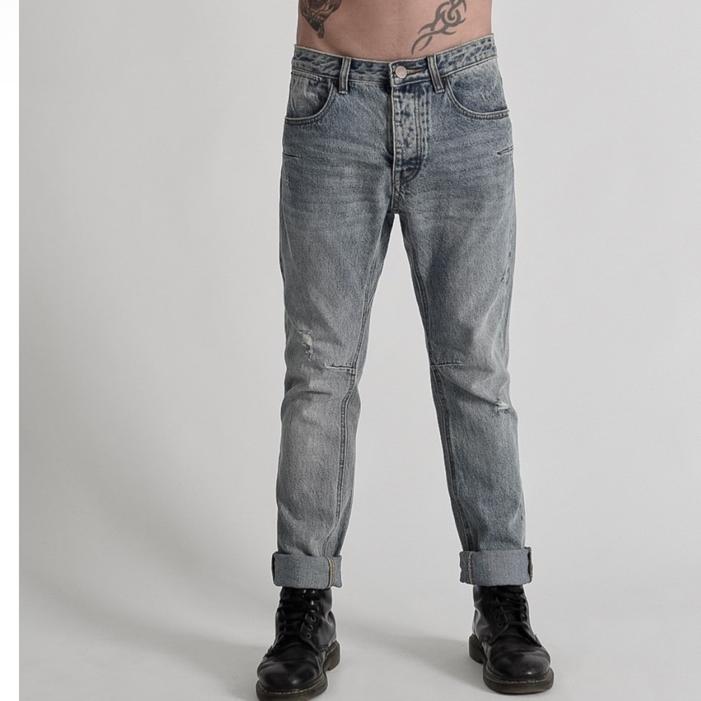 One Teaspoon Men's Straight Jeans in Faded Gray Wash